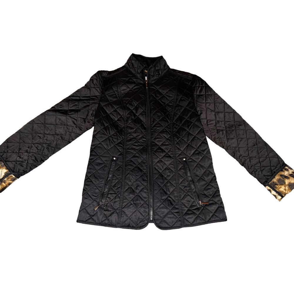 Shelli Segal - Laundry Puffer jacket- Black With Animal Print EUC Size XS‎